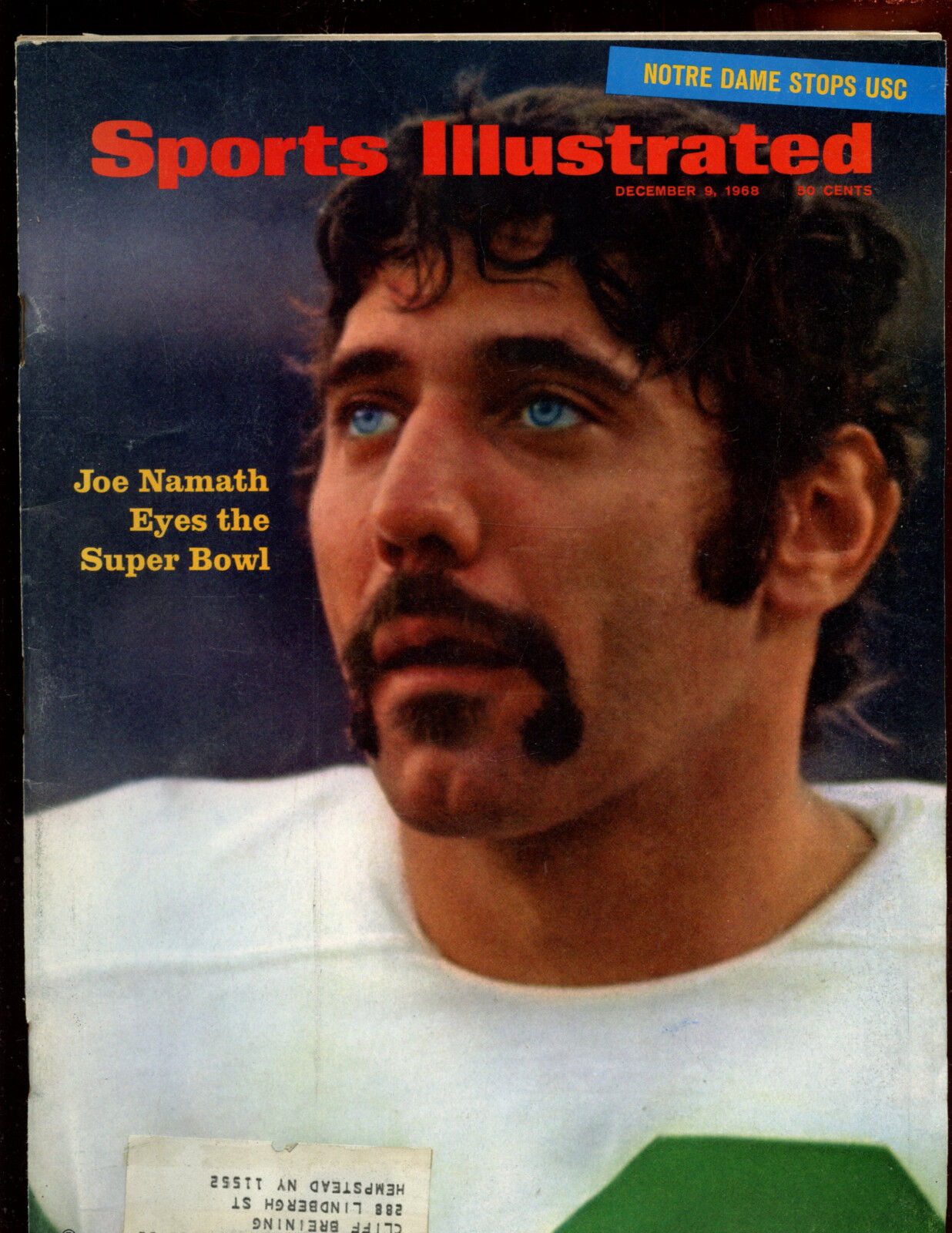 December 9 1968 Sports Illustrated Magazine Joe Namath Front Cover EX