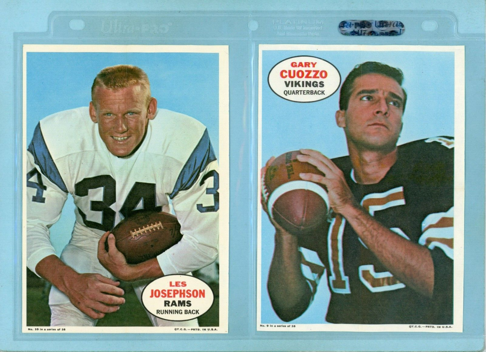 1968 Topps Complete Set of 16 Football Posters