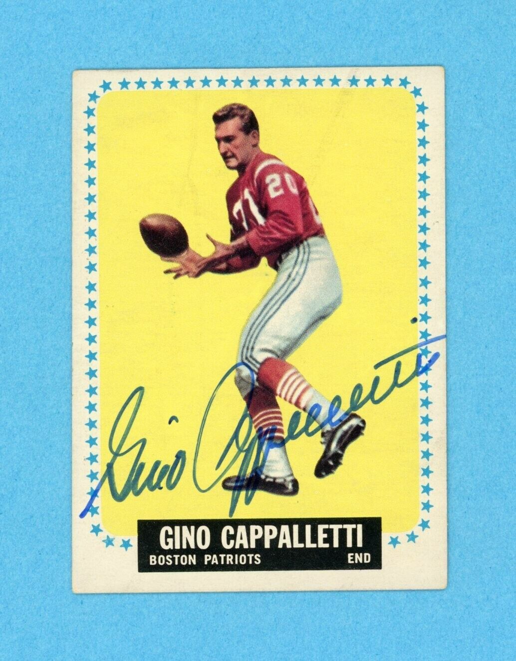 Gino Cappalletti Boston Patriots 1964 Topps #5 Autographed Football Card