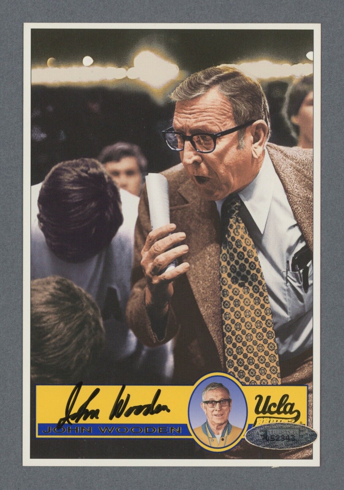 John Wooden UCLA Signed Tristar Postcard Sized Card •• Auto 