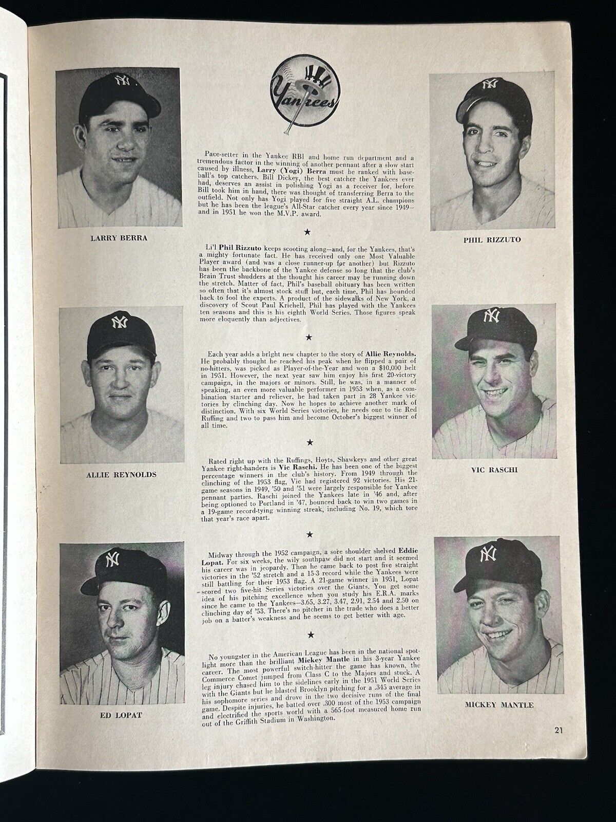 1953 NY Yankees World Series Program vs Brooklyn Dodgers - Partially Scored - EX