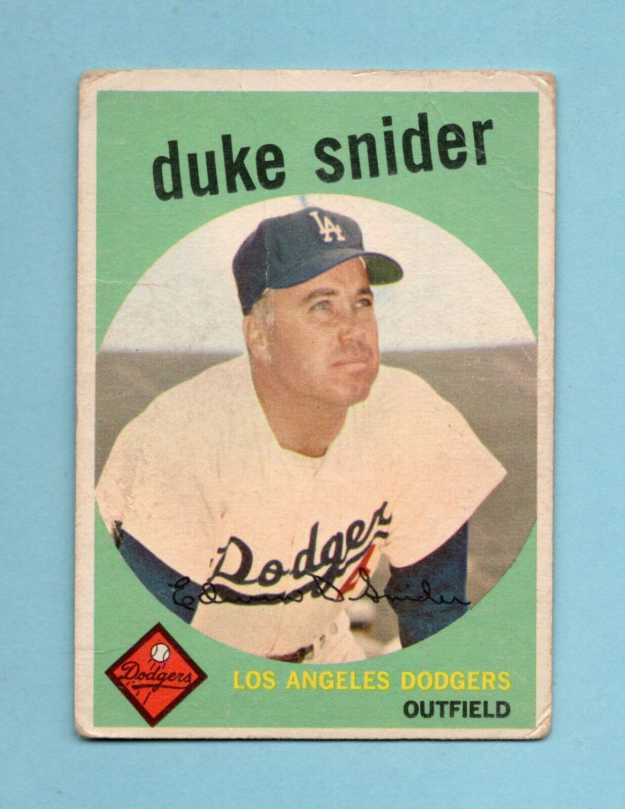 1959 Topps #20 Duke Snider Los Angeles Dodgers Baseball Card Low Grade