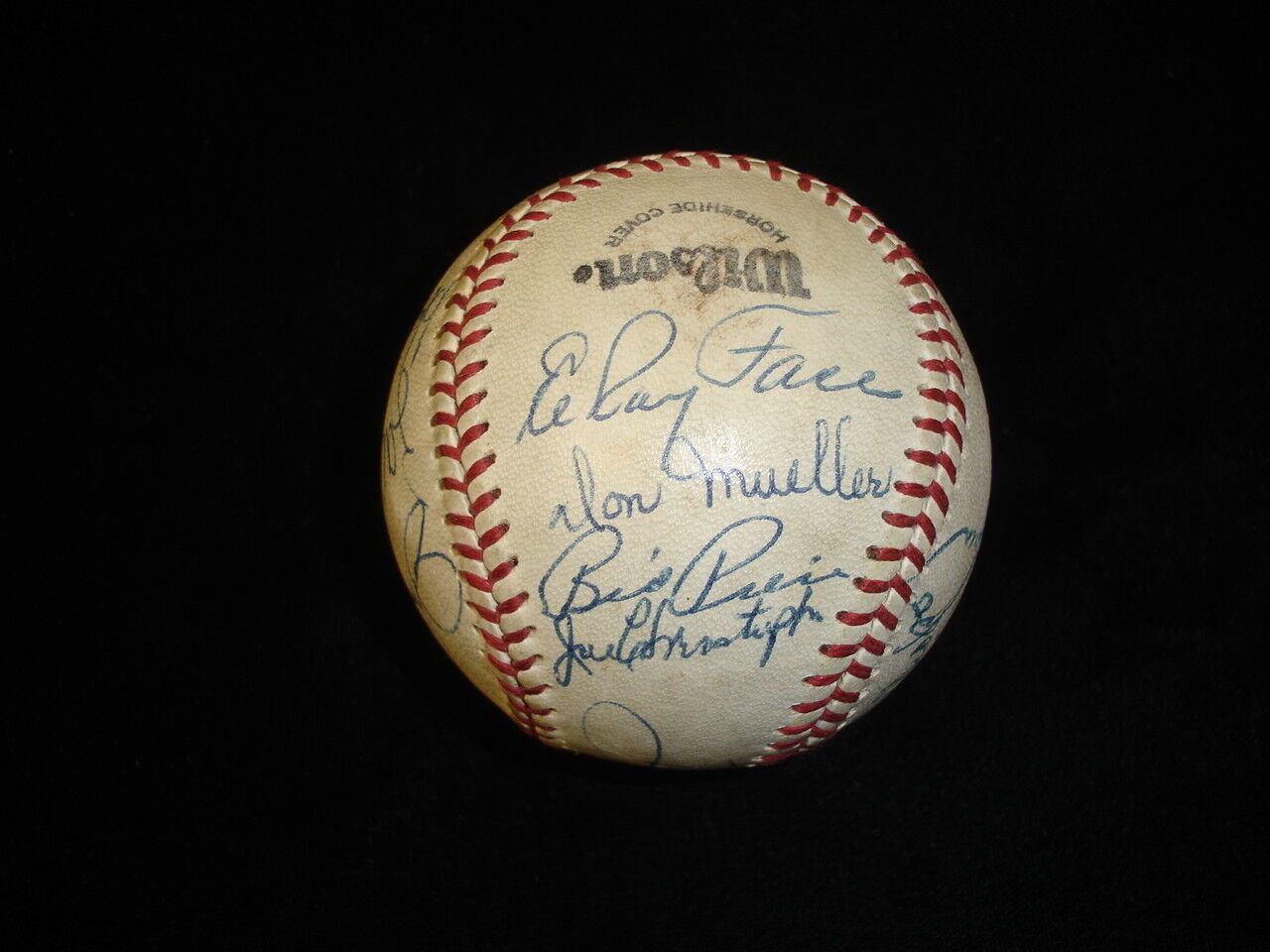 Hall of Famers and Stars Multi Signed Baseball 12 sigs Wilhelm Perry Oliva Face