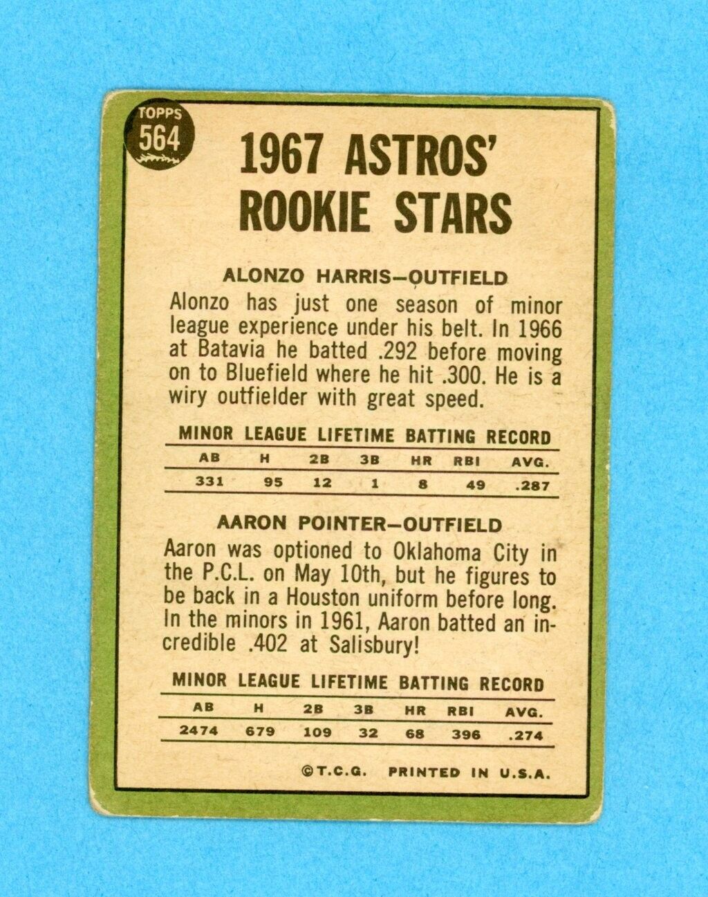 1967 Topps #564 Houston Astros Rookie Stars High Number Baseball Card VG