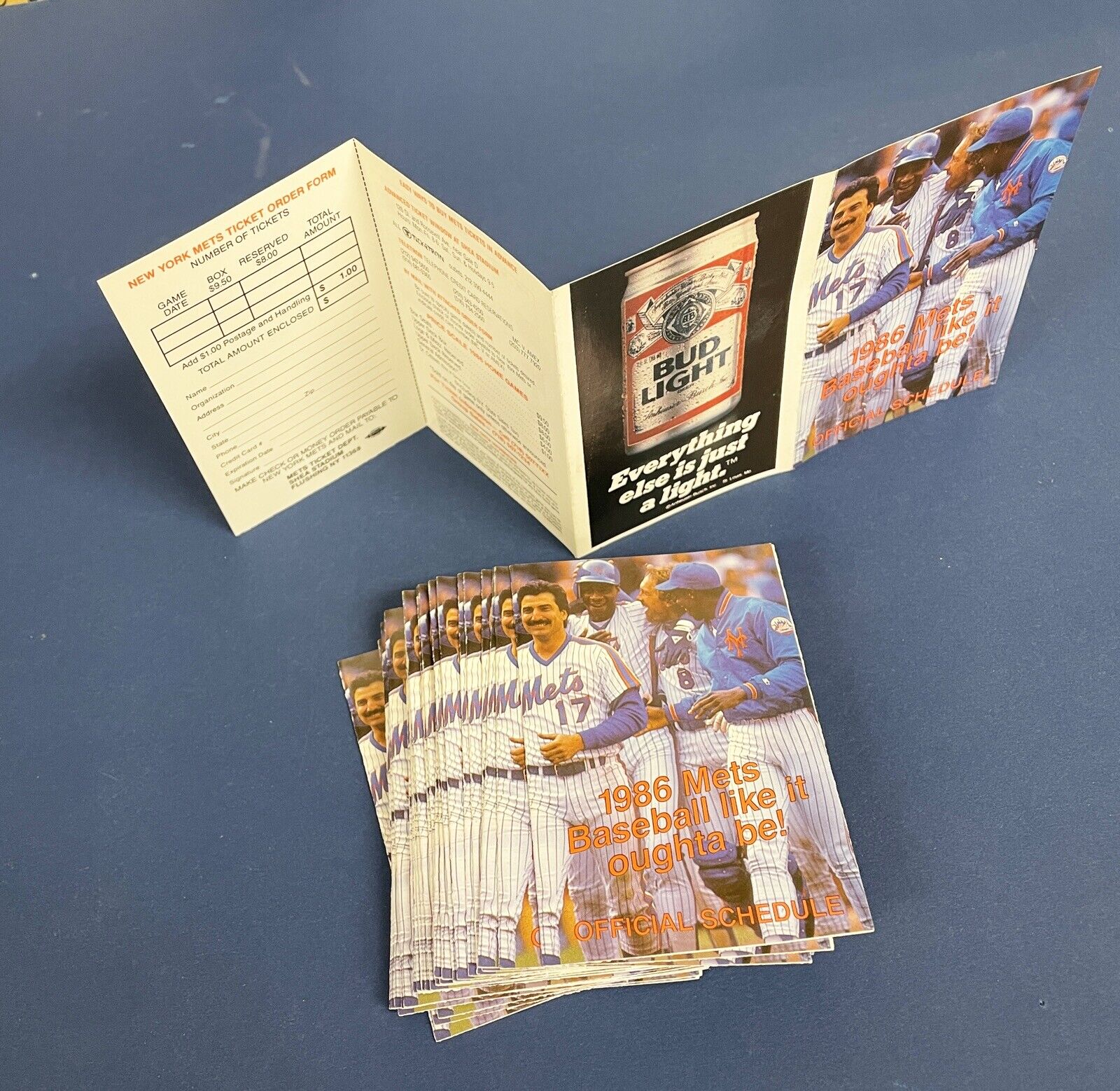 Lot of 28 World Championship New York Mets Official 1986 Pocket Schedules