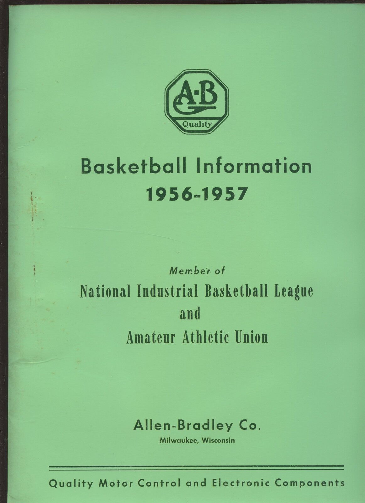 1956/57 National Industrial Basketball League Media Guide Allen-Bradleys EX+