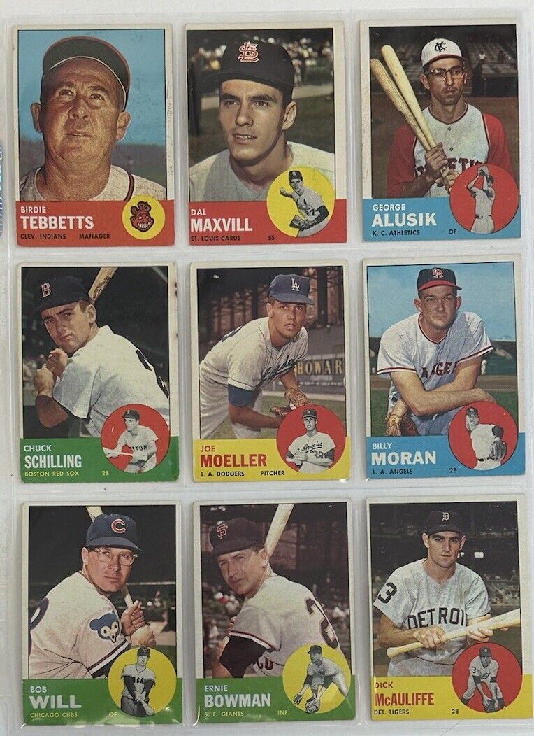 1963 Topps Baseball Starter Set Lot of 159 Different Overall EX , few lesser