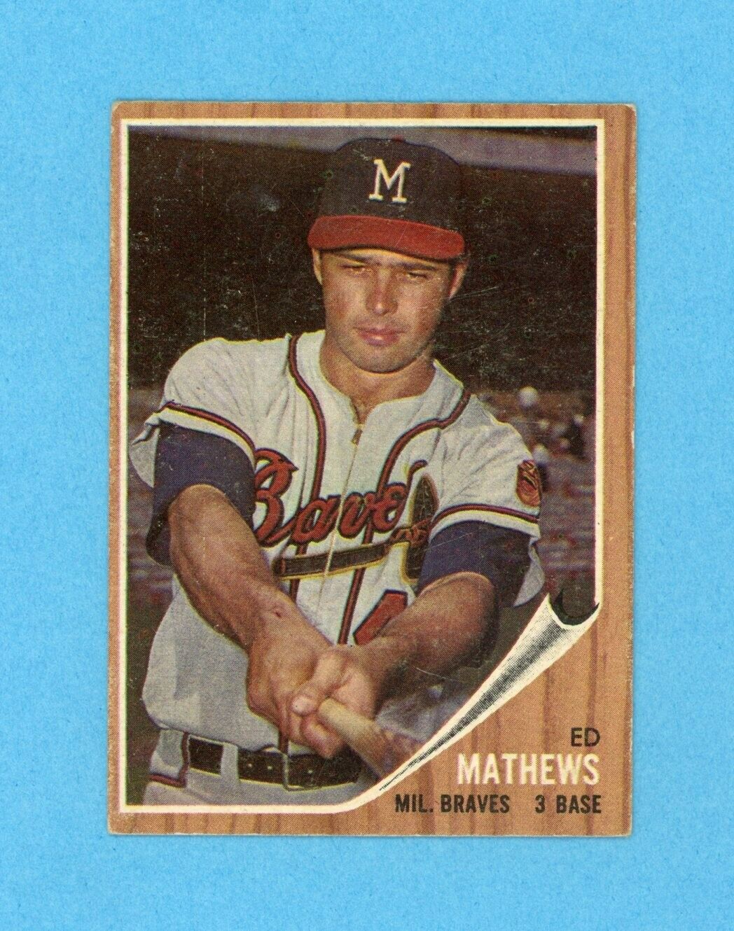 1962 Topps #30 Eddie Mathews Milwaukee Braves Baseball Card EX