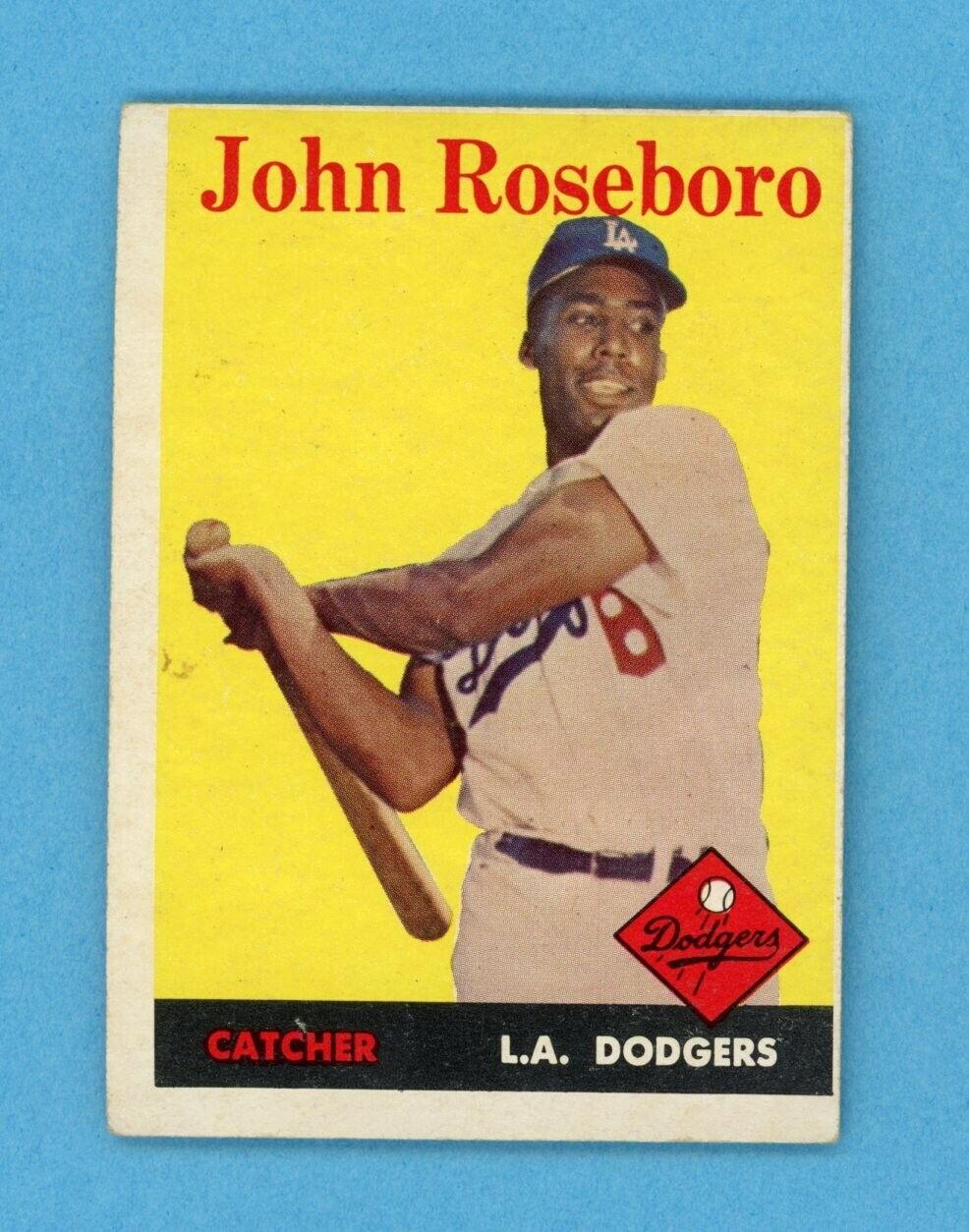 1958 Topps #42 John Roseboro Los Angeles Dodgers Rookie Baseball Card Vg/Ex o/c