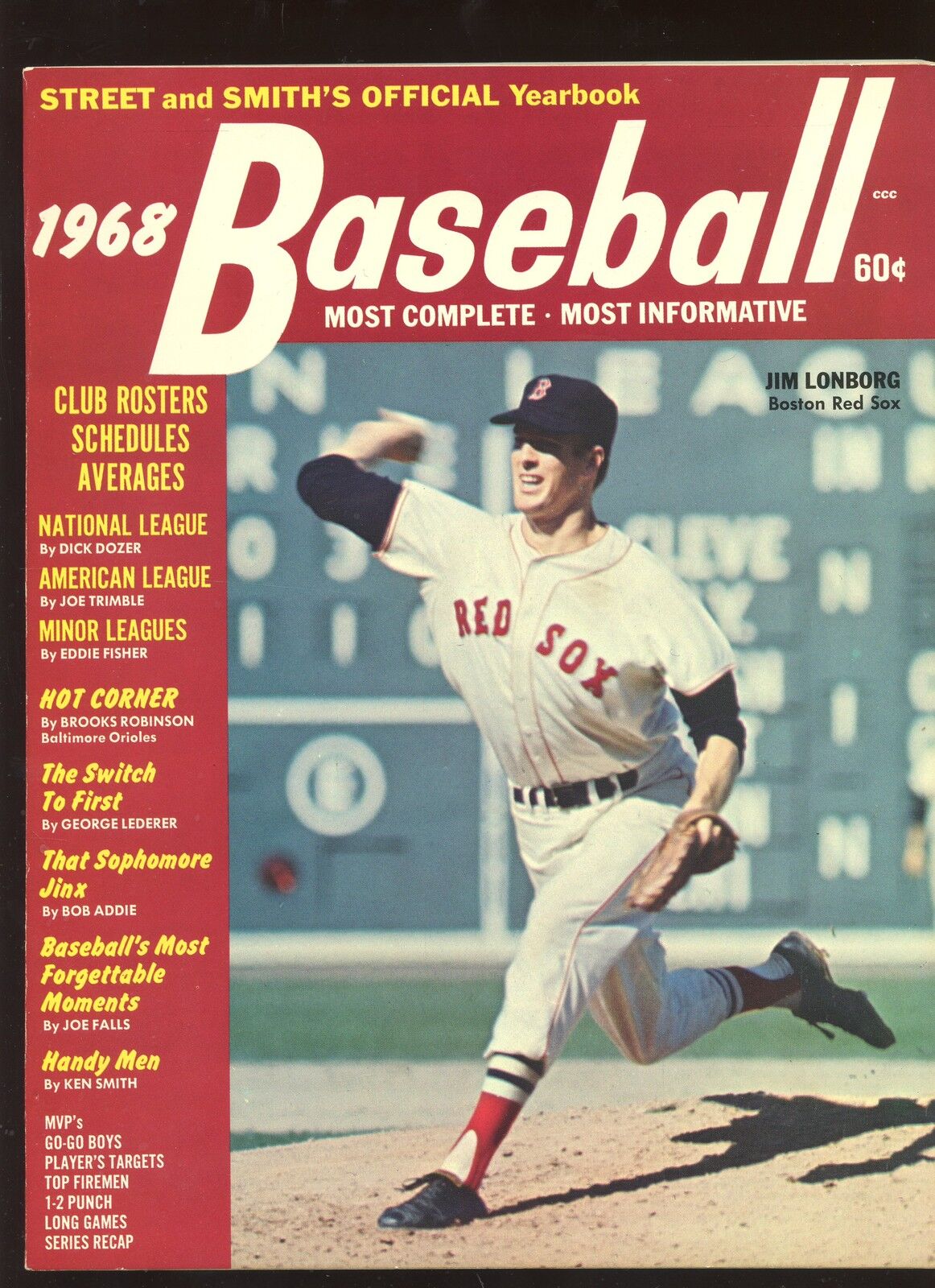 1968 Steet & Smith Baseball Complete Yearbook Jim Lonborg Cover NRMT