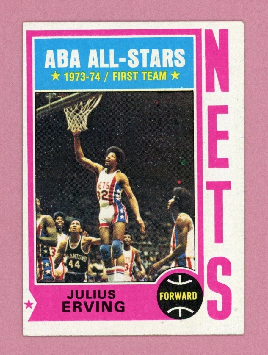 1974-75 Topps #200 Julius Erving New York Nets Basketball Card EX+ - Ex/Mt