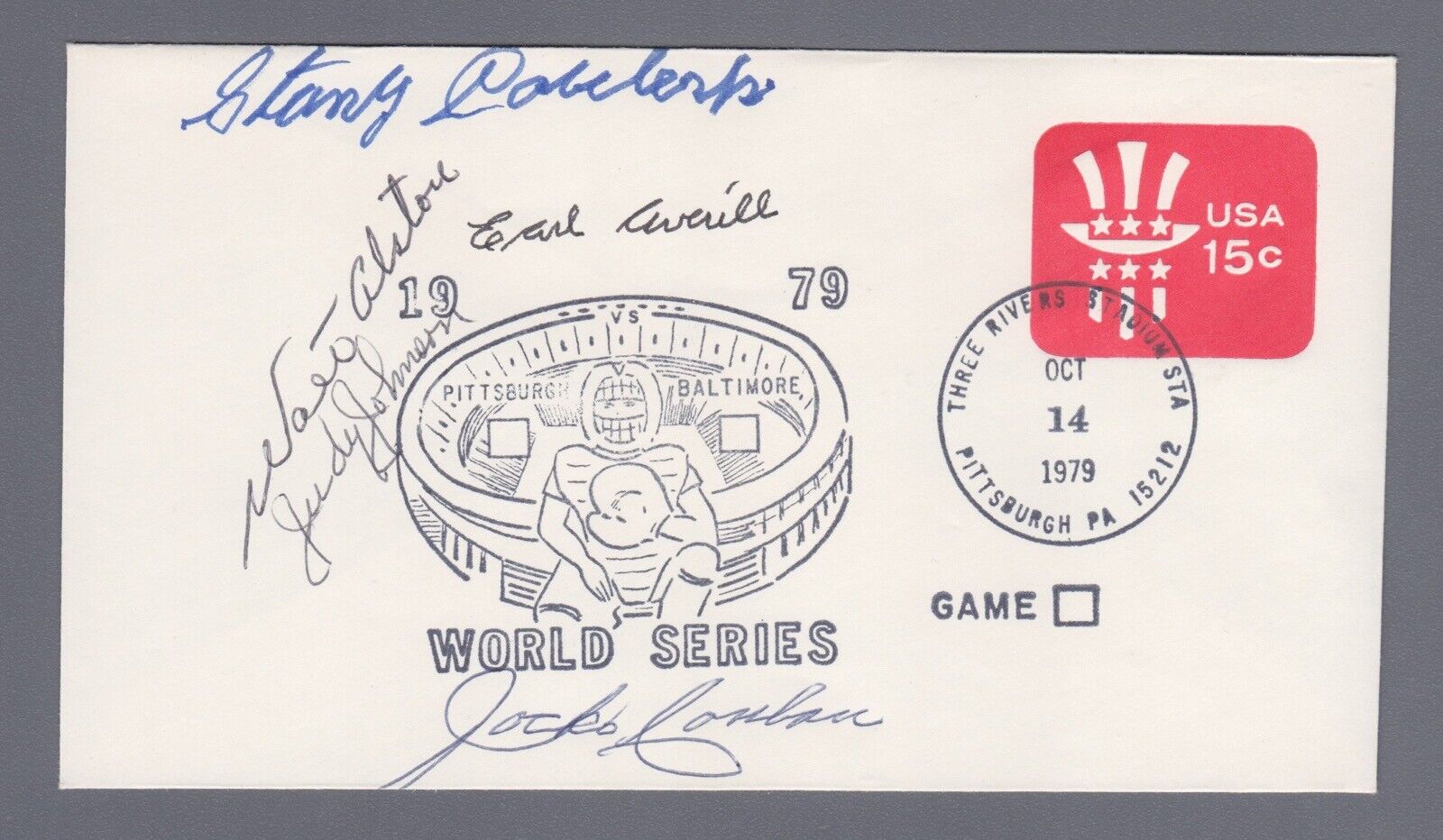 Signed FDC 10/14/79 Cachet W Alston, Judy Johnson, Coveleski, Conlan, etc. Autos