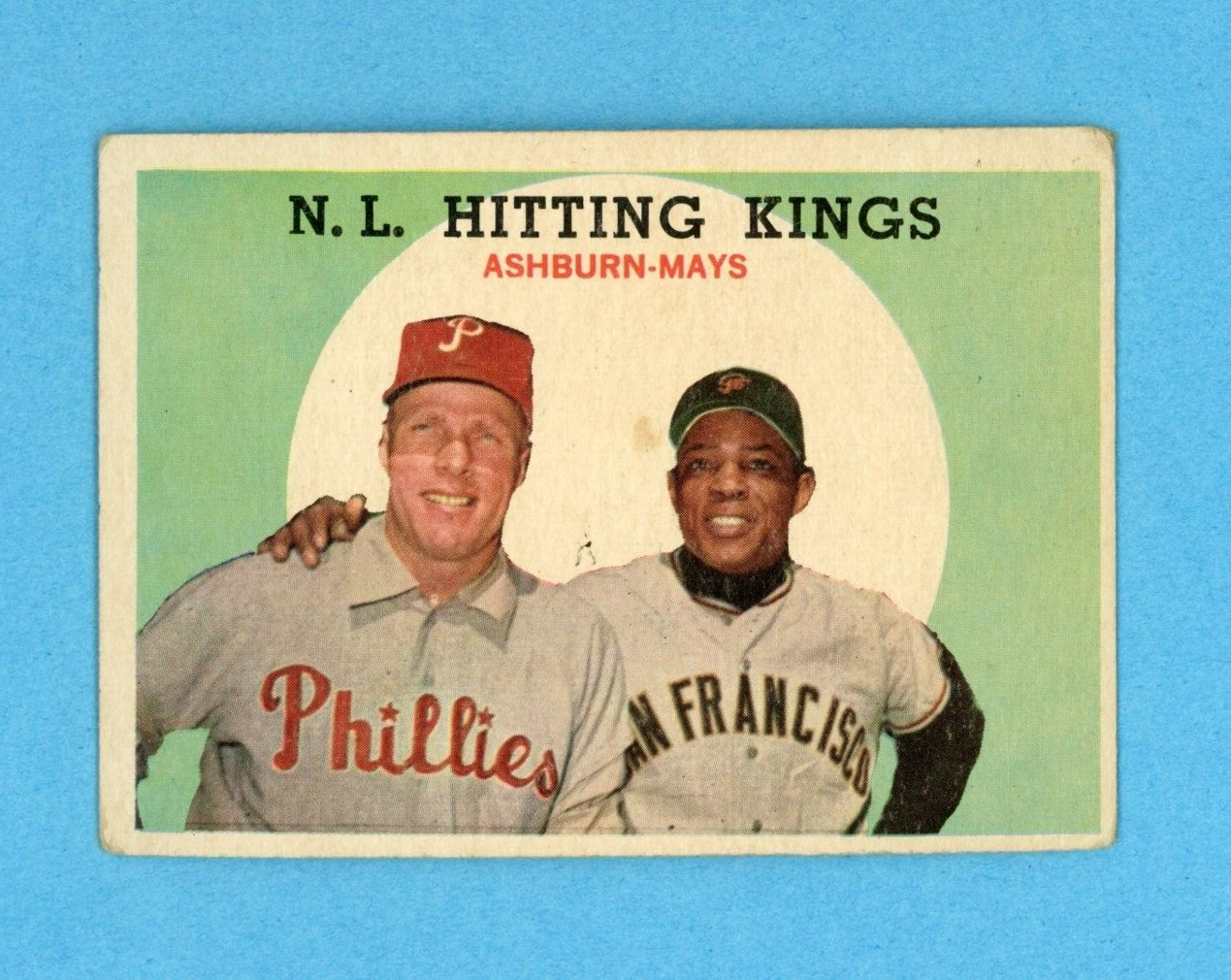 1959 Topps #317 N. L. Hitting Kings Ashburn - Mays Baseball Card Low Grade