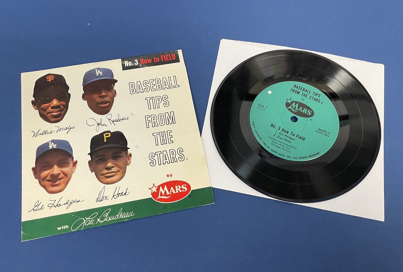 1963 Mars Candy RARE Complete Set of 3 45rpm Record Premiums • Musial, Mays, etc