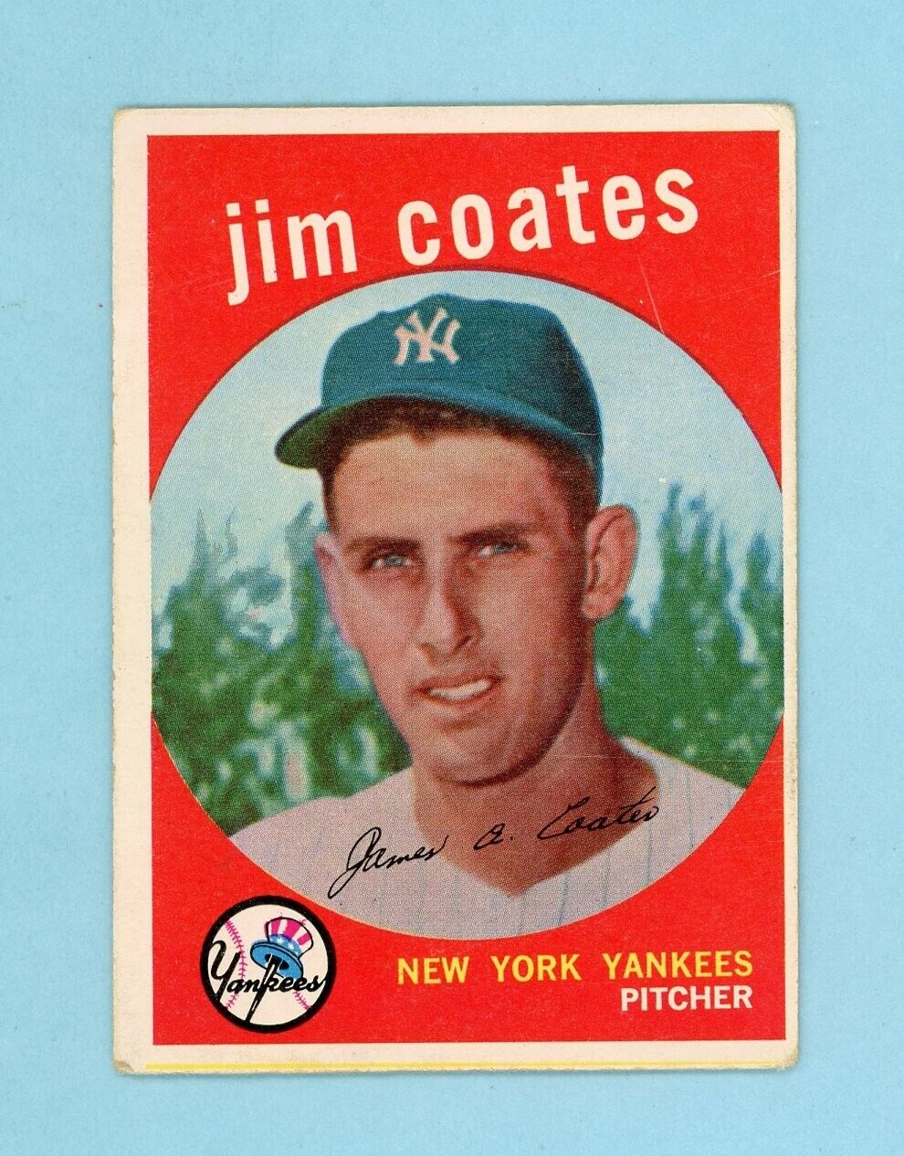 1959 Topps #525 Jim Coates New York Yankees High Number Baseball Card VG - VG+