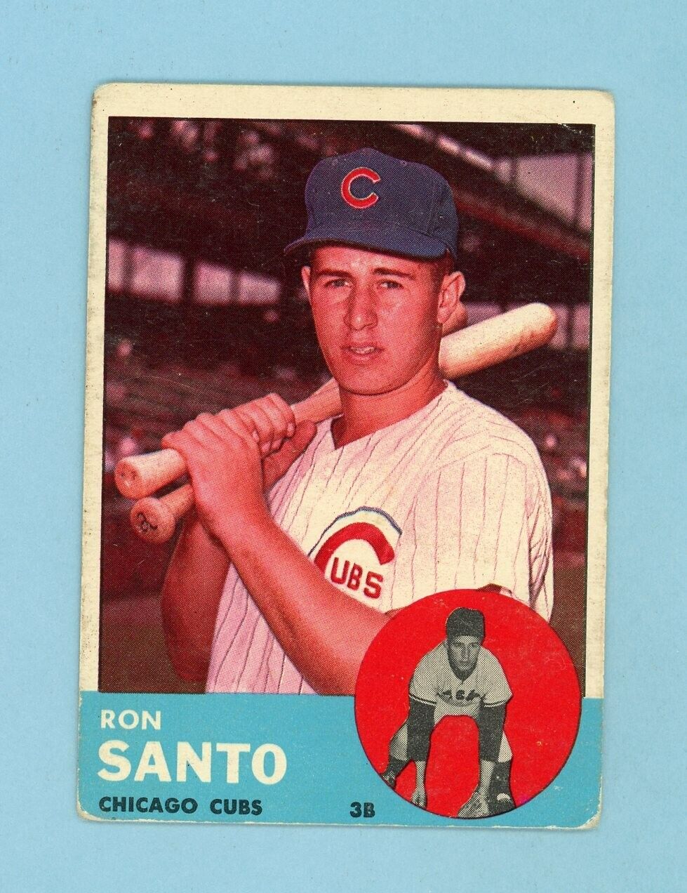 1963 Topps #252 Ron Santo Chicago Cubs Baseball Card Low Grade