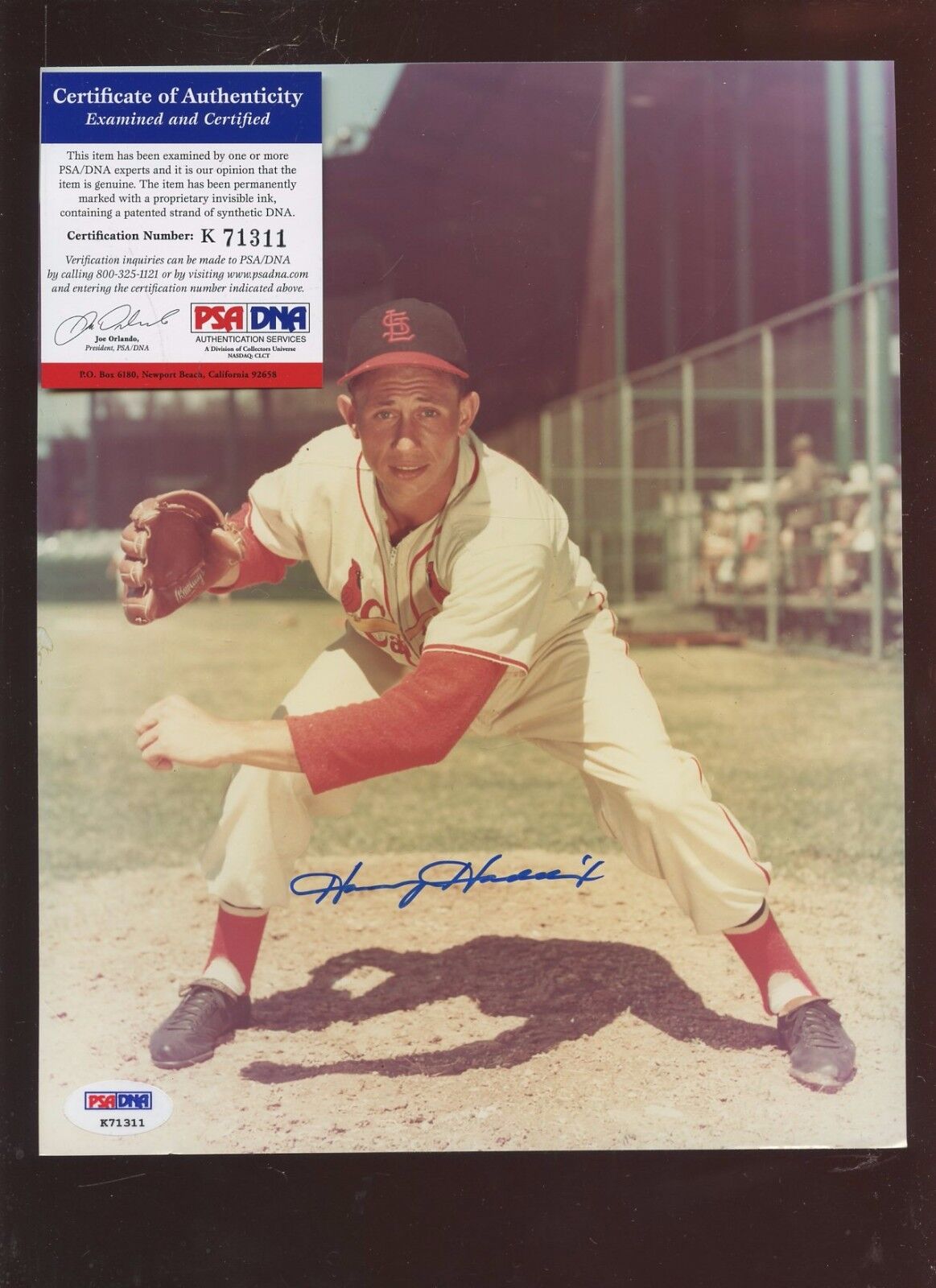 Harvey Haddix St. Louis Cardinals Autographed 8 X 10 Photo PSA