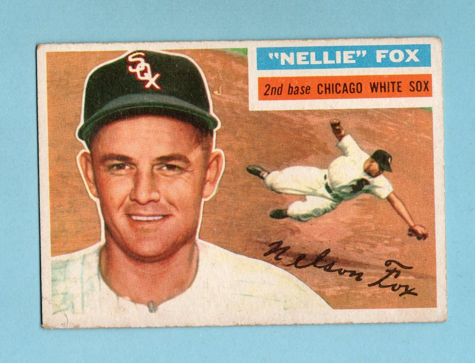 1956 Topps #118 Nellie Fox Chicago White Sox Baseball Card EX app cres bl