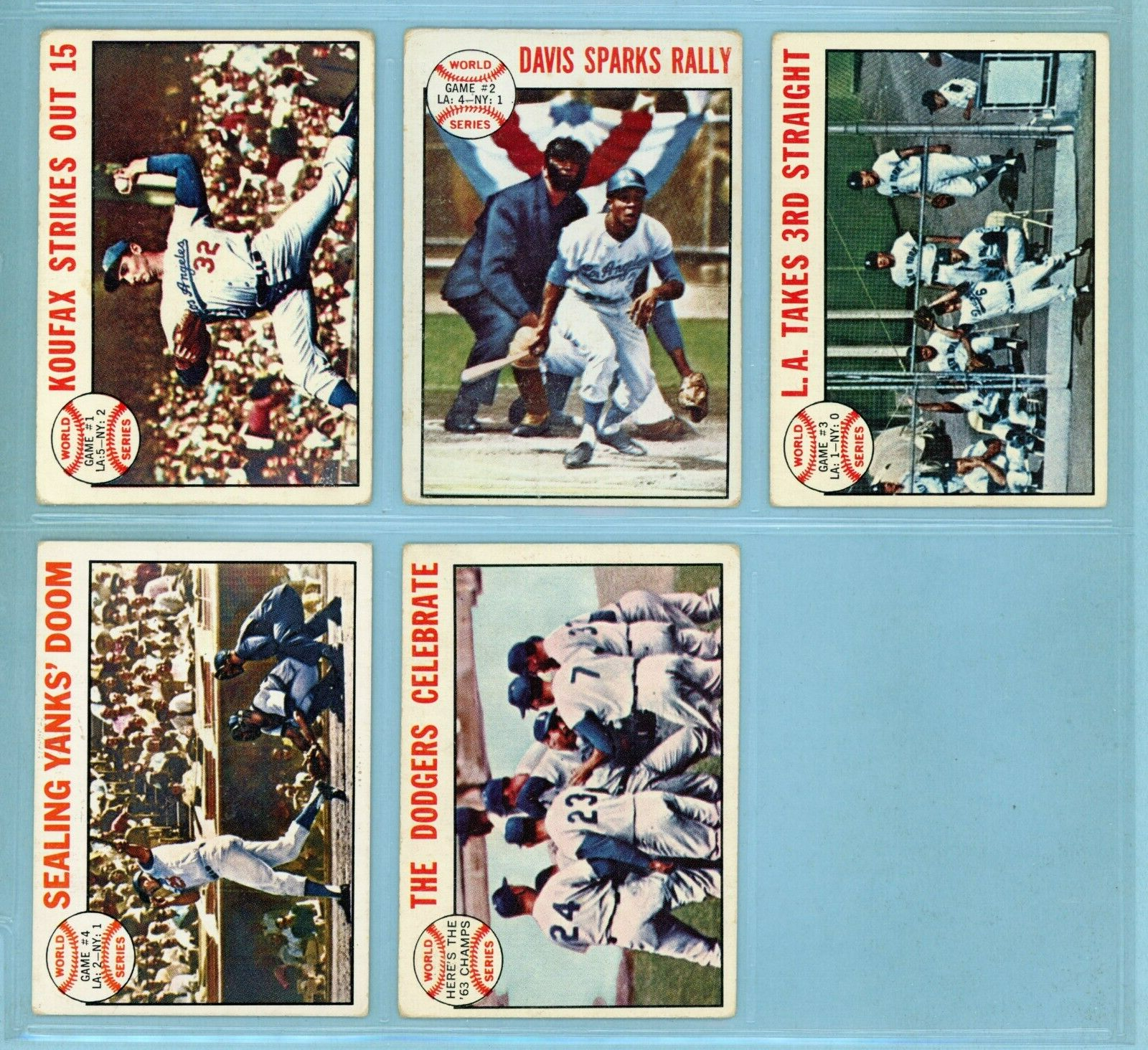 1964 Topps Set of 5 1963 World Series Special Baseball Cards VG - VG+