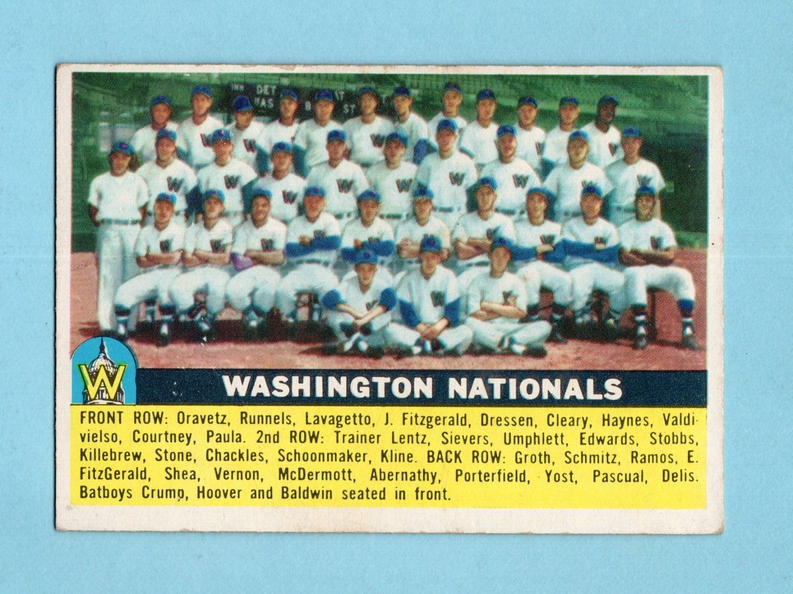 1956 Topps #146 Washington Nationals Team Baseball Card EX