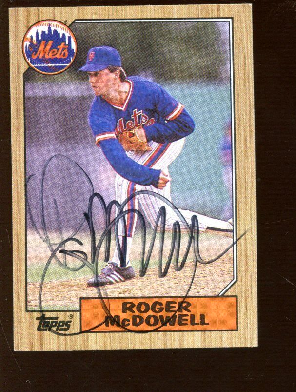 1987 Topps Baseball Card #185 Roger McDowell Autographed NRMT