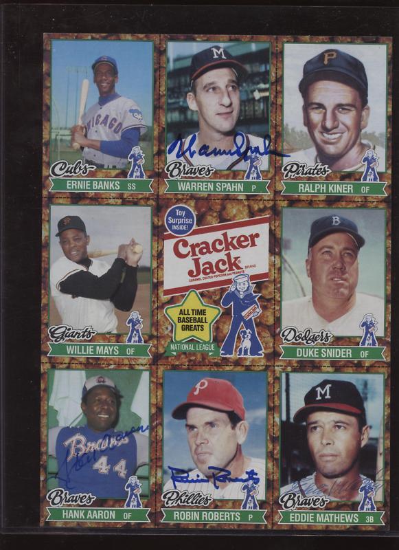 Aaron Spahn Roberts Mathews Autographed Card Sheet 