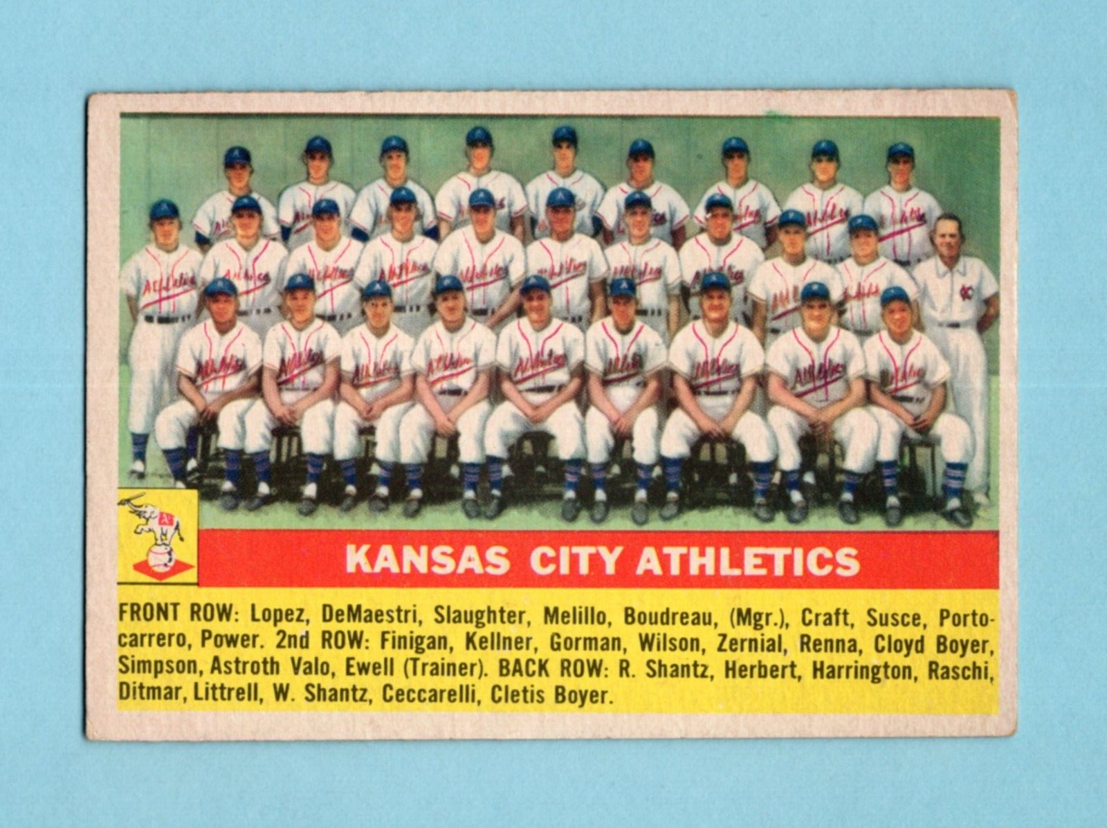 1956 Topps #236 Kansas City Athletics Team Baseball Card EX