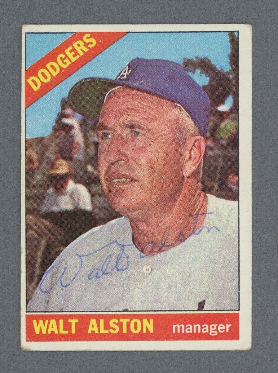 Walt Alston Signed 1966 Topps Card #116 Auto with B&E Hologram