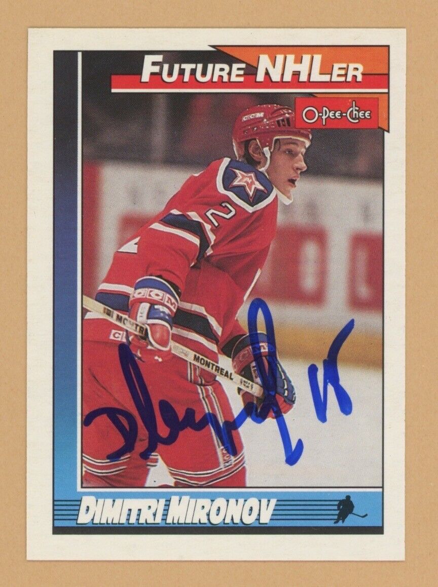 Dimitri Mironov Signed 1991 O-Pee-Chee Card #515 Auto with B&E Hologram