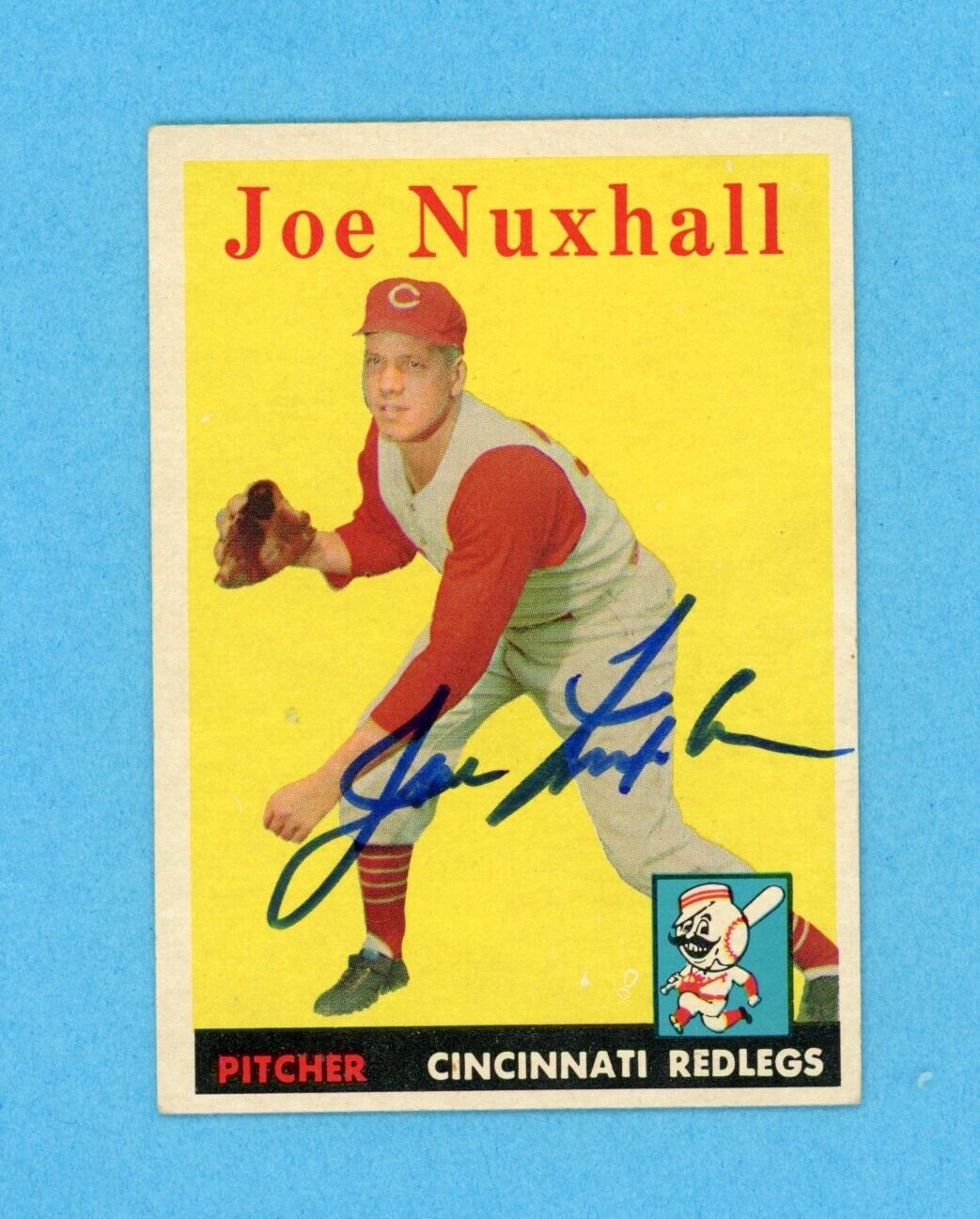 Joe Nuxhall Signed 1958 Topps Card #63 Auto w B&E Hologram