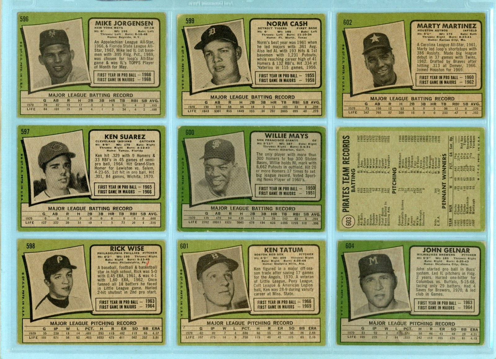 1971 Topps Complete 5th Series #524 thru #643 Semi-High Number Baseball Cards