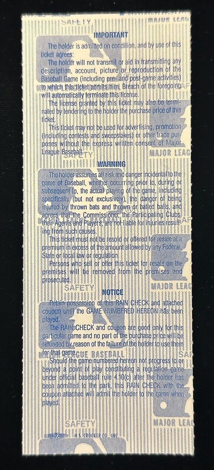 1986 Boston Red Sox World Series Ticket Stub Game 4 vs Mets - Carter 2 Home Runs