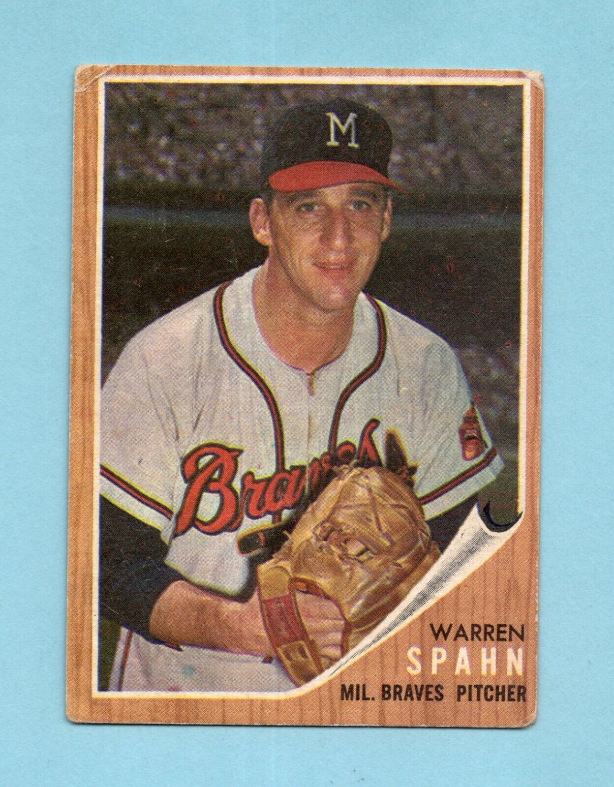 1962 Topps #100 Warren Spahn Milwaukee Braves Baseball Card VG