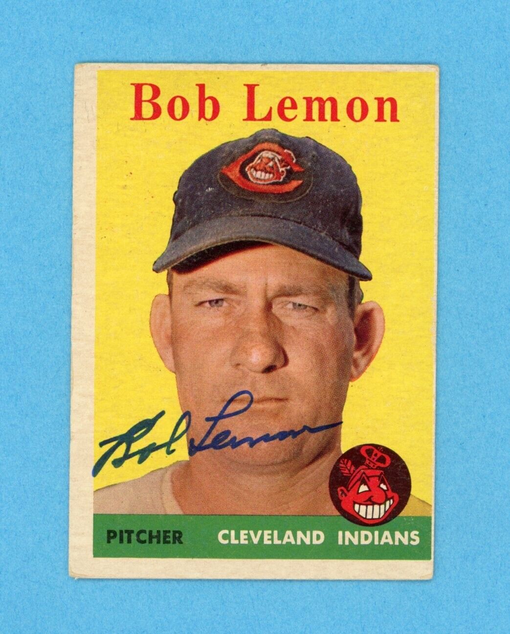 Bob Lemon Signed 1958 Topps Card #2 Auto w B&E Hologram