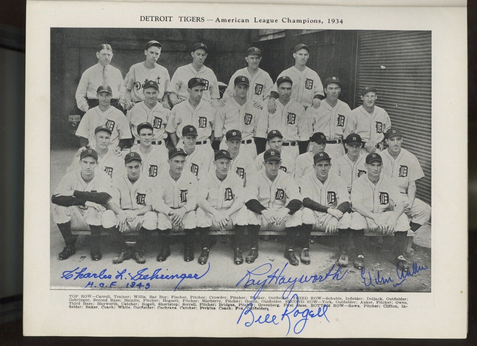 1934 World Series Program Tigers vs Cardinals Signed by Gehringer and 3 others