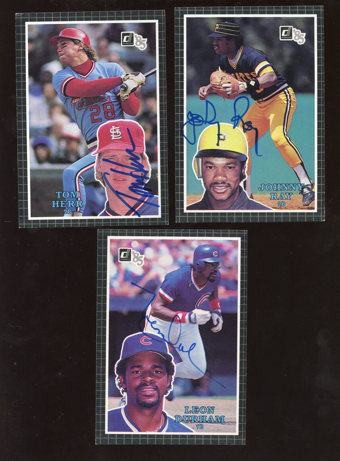 1985 Donruss Action All Stars Baseball Cards 3 Different Autographed Hologram