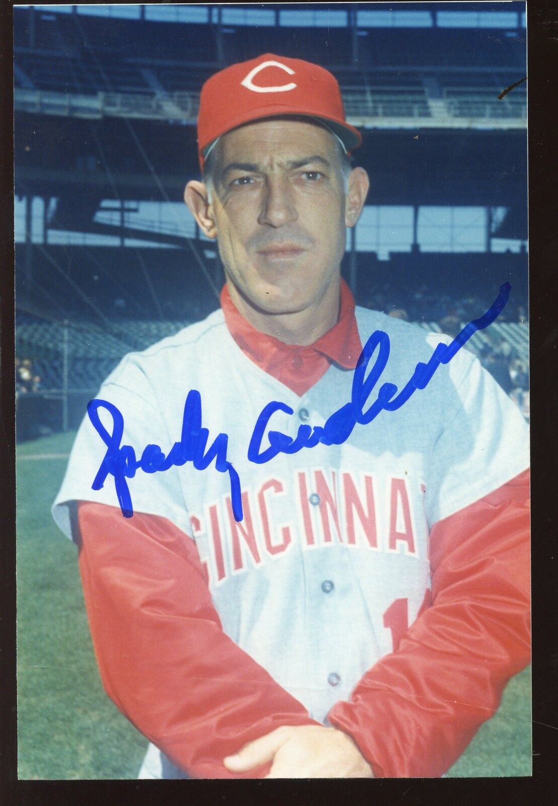 Sparky Anderson Cincinnati Reds Autographed 4 X 6 Color Photo Hologram