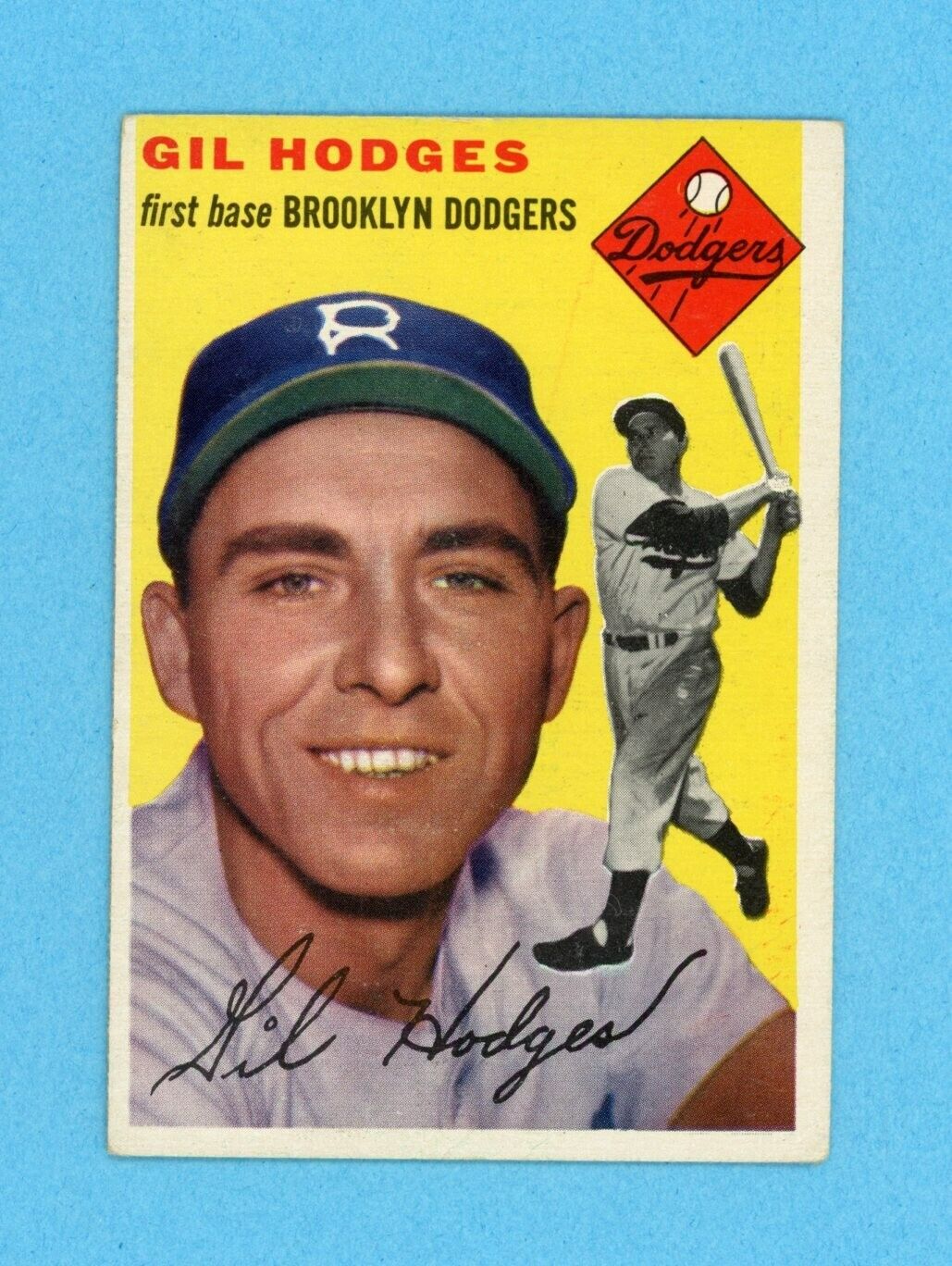 1954 Topps #102 Gil Hodges Brooklyn Dodgers Baseball Card EX app wrks bra