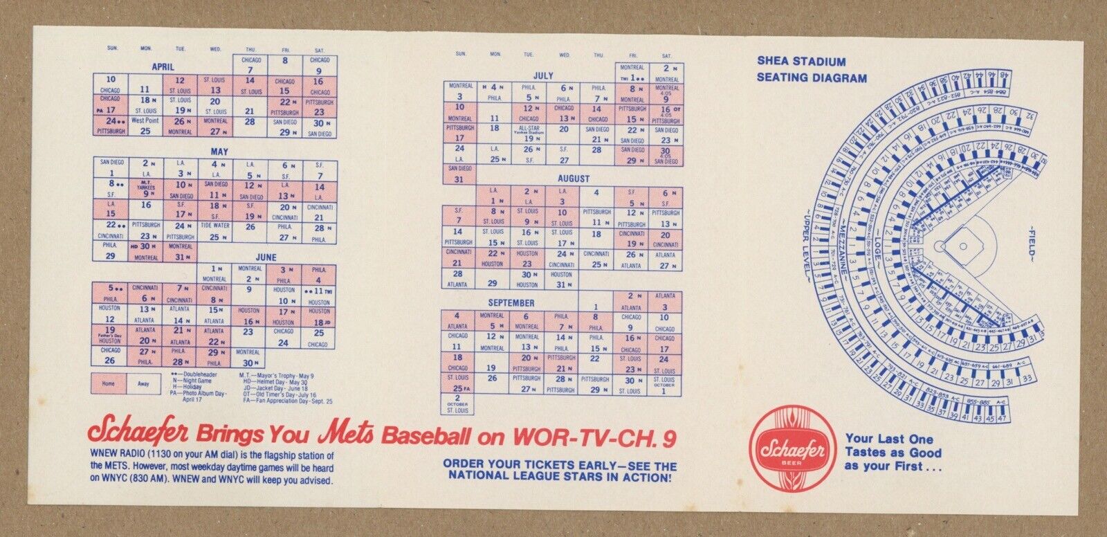 1977 New York Mets Pocket Schedule