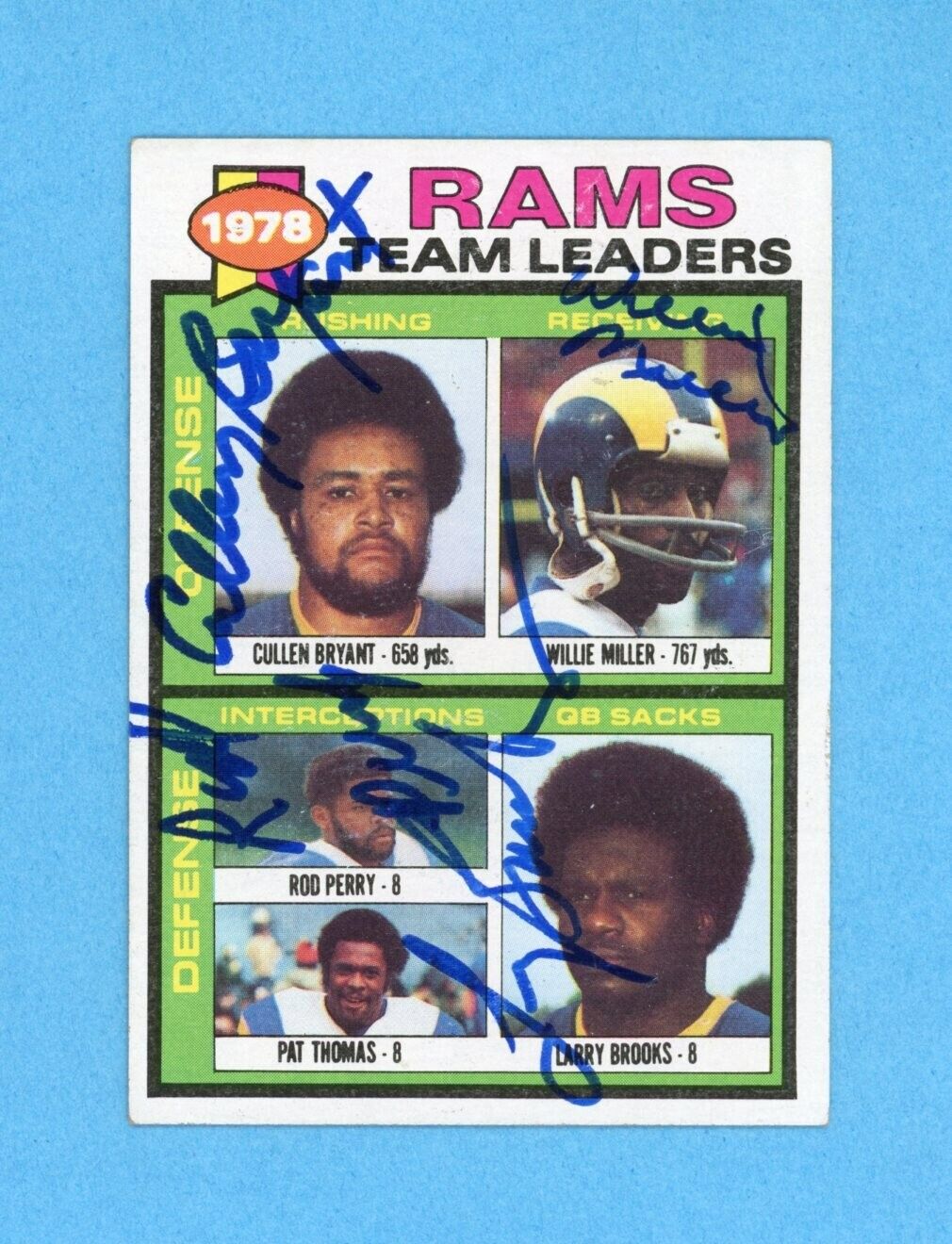 1978 Los Angeles Rams Team Leaders 1979 Topps #282 Autographed Football Card