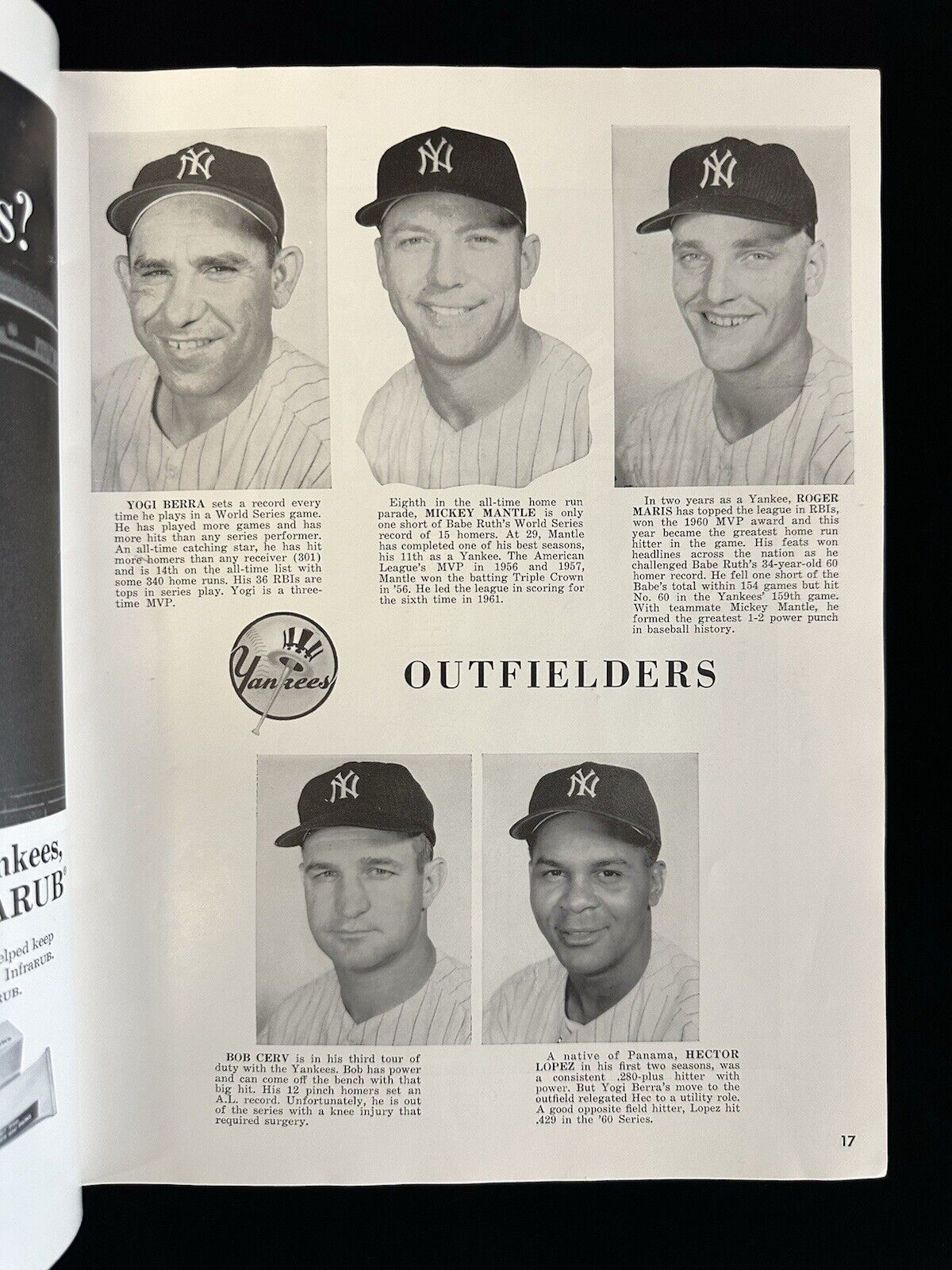 1961 New York Yankees World Series Program vs Cincinnati Reds- VG/EX+ Unscored