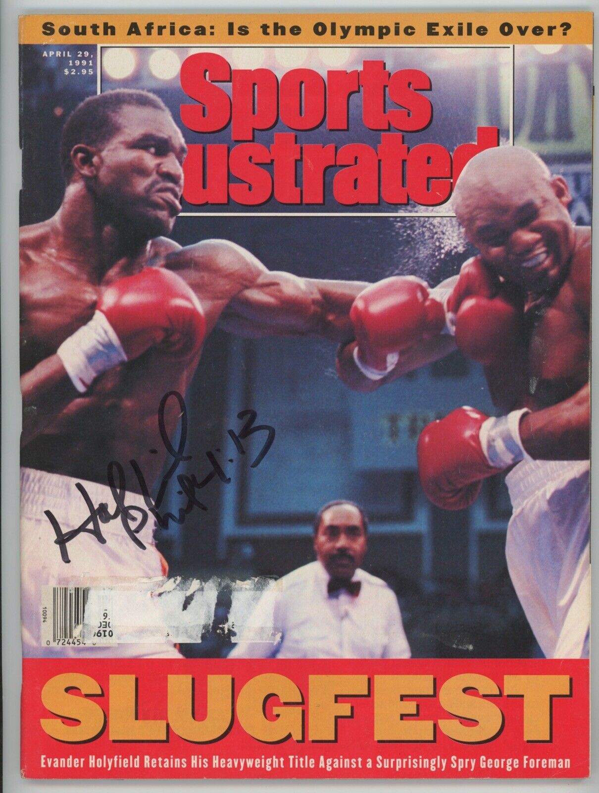 Evander Holyfield Signed 4/29/91 Sports Illustrated Complete Magazine Auto Holo