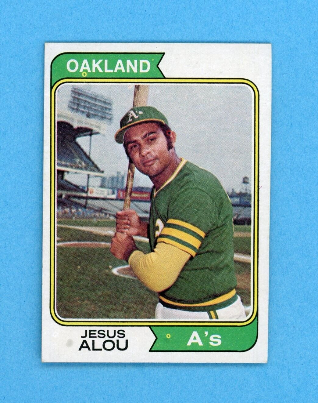 1974 Topps #654 Jesus Alou Oakland A's No Position vari Baseball Card Ex/Mt sta