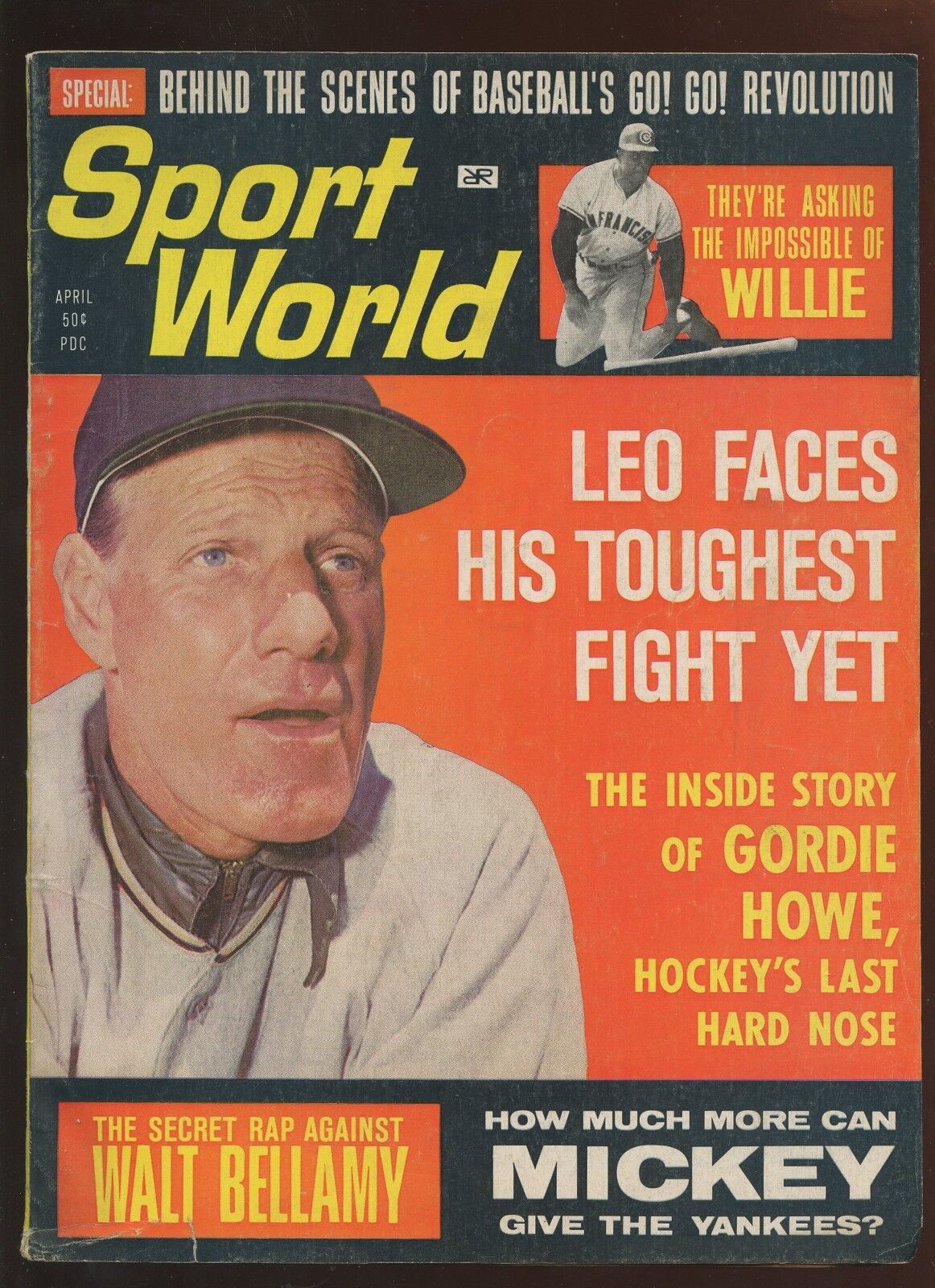 April 1966 Sport World Magazine With Leo Durocher Front Cover VG