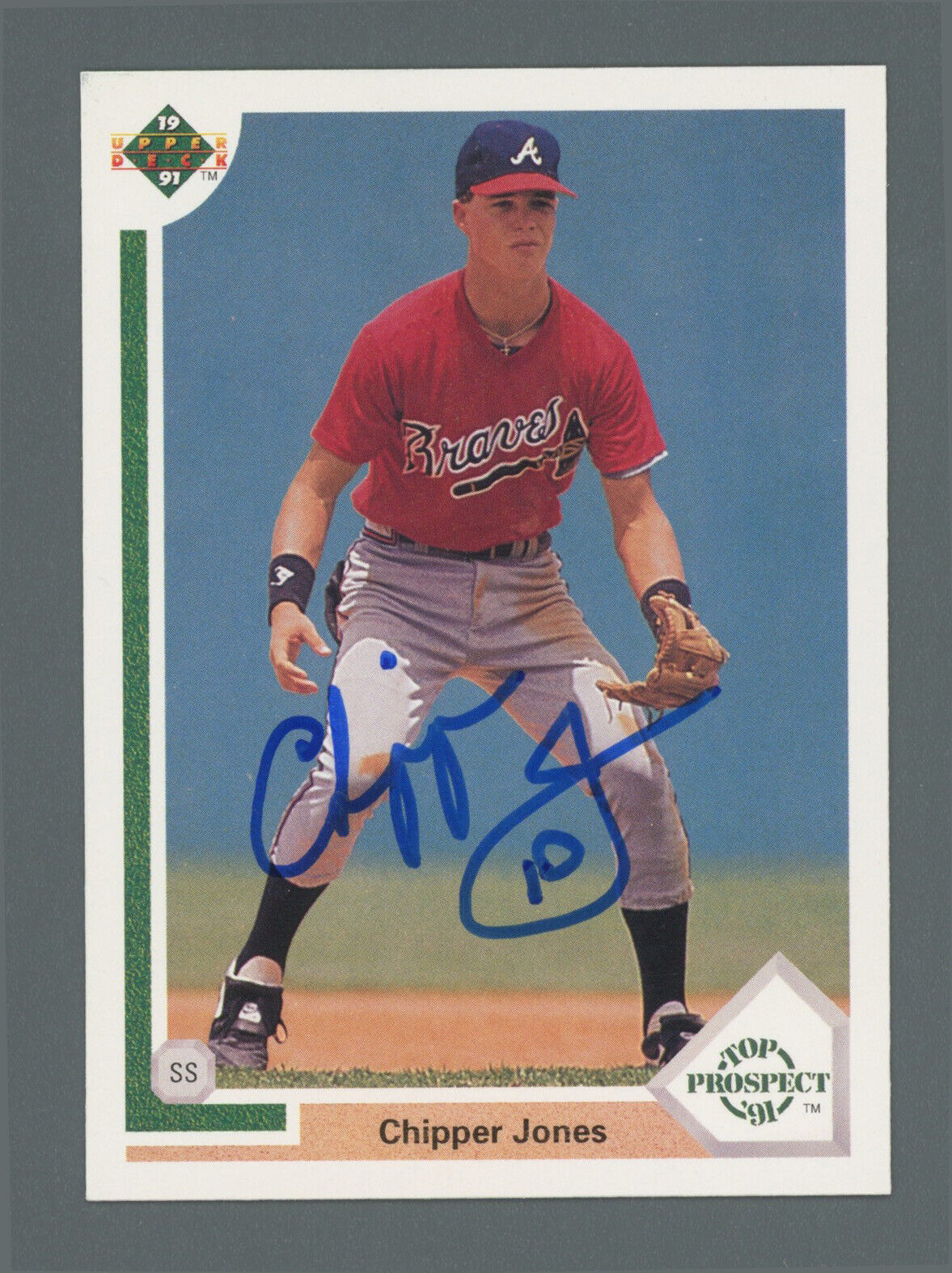 Chipper Jones Signed 1991 Upper Deck Rookie Card #55 Auto with B&E Hologram