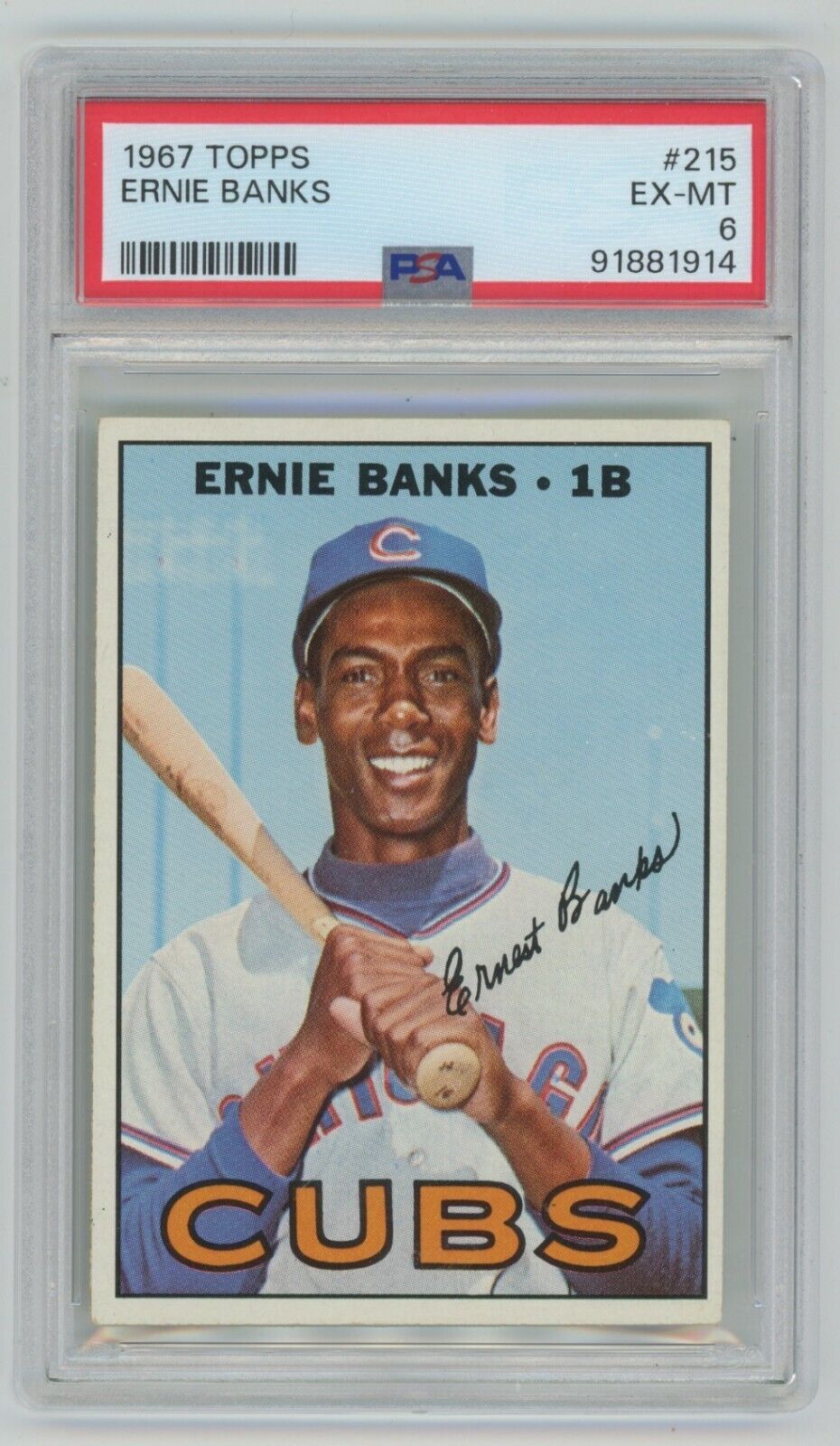 Ernie Banks 1967 Topps Card #215 • PSA 6 EX-MT