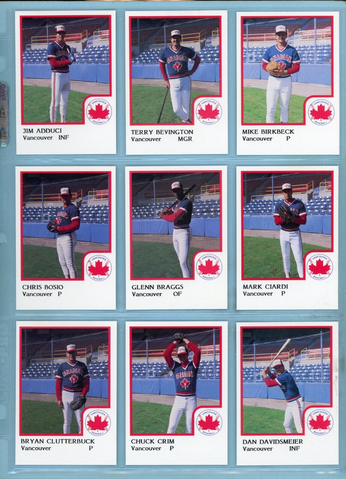 1986 ProCards Vancouver Canadians Complete Set of 27 Baseball Cards NM