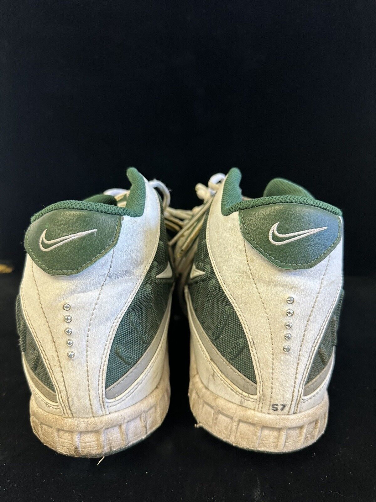 c. 2001 Mo Lewis New York Jets Game Used NFL Nike Air NFL Football Cleats #57