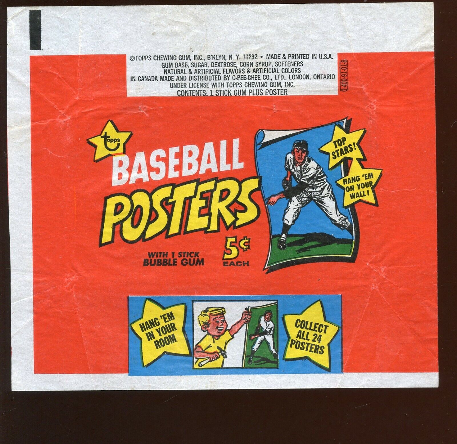 1968 Topps Baseball Posters 5 Cent Wax Wrapper