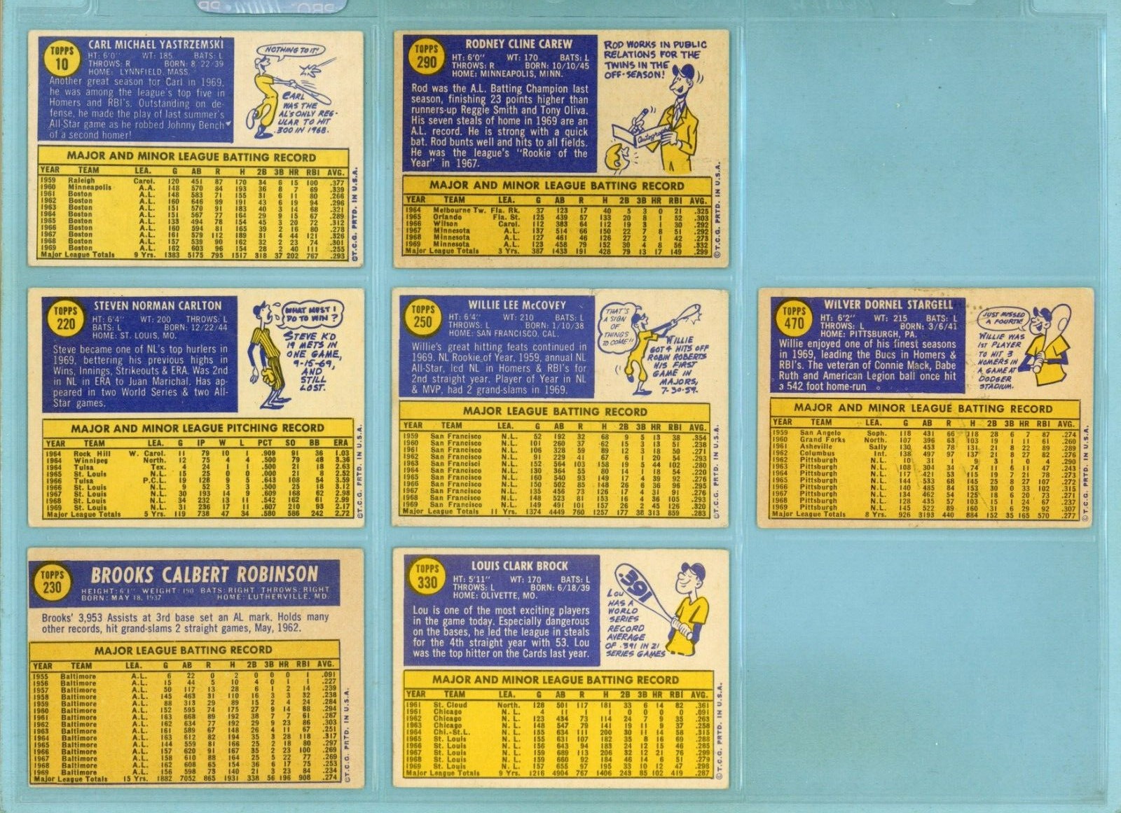 1970 Topps Lot of 7 Different Hall of Famer Baseball Cards mixed grades